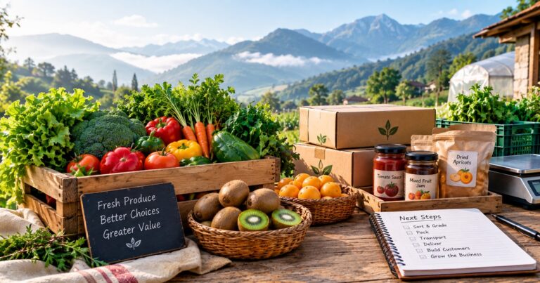Farmer preparing fresh produce for market and customer delivery